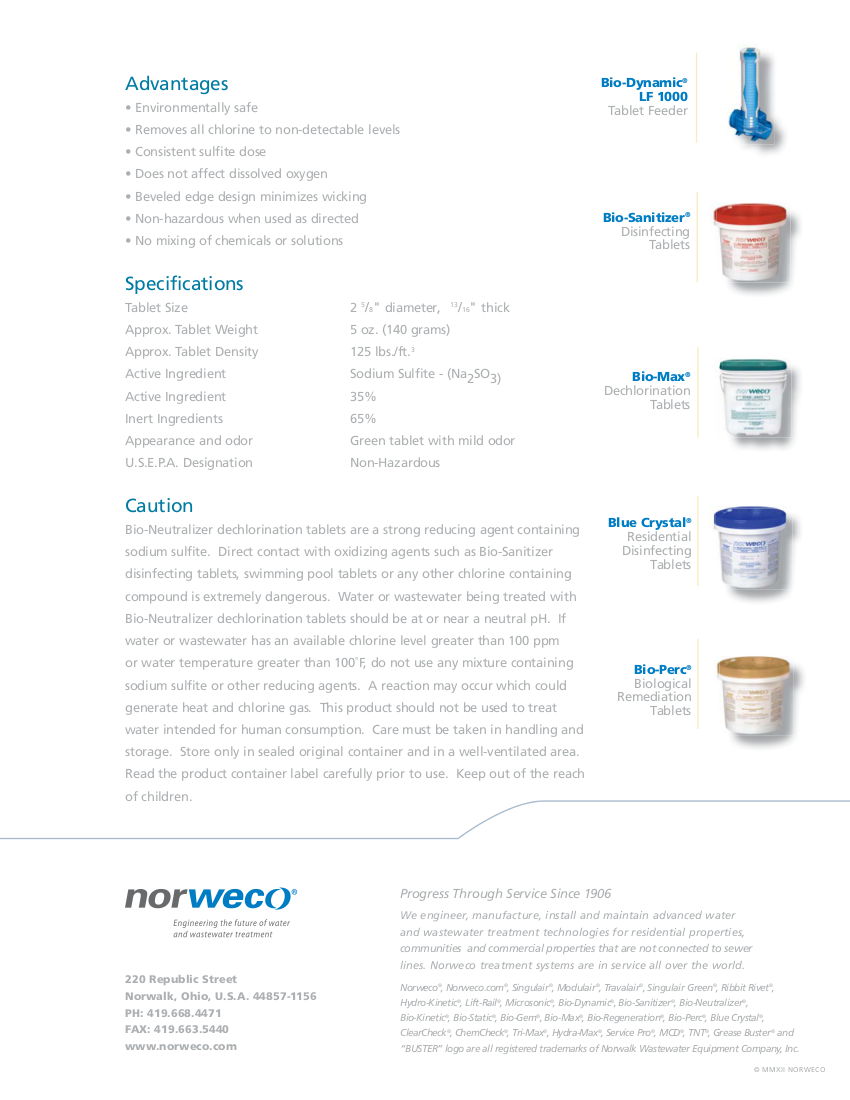Norweco Bio-Neutralizer Tablets